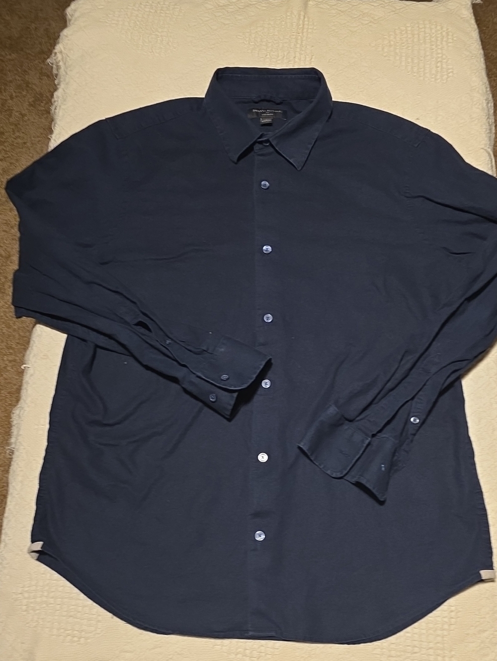 Banana Republic Classic Men's Linen Blend Navy Button-Down Shirt